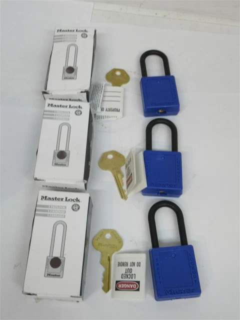 Master Lock 406BLU, Dielectric Zenex Safety Lockout Padlocks, 3 Pack