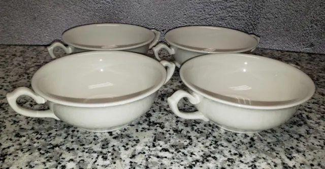 Set Of 4 Homer Laughlin Two Handled Cream Soup Bowl Seville White