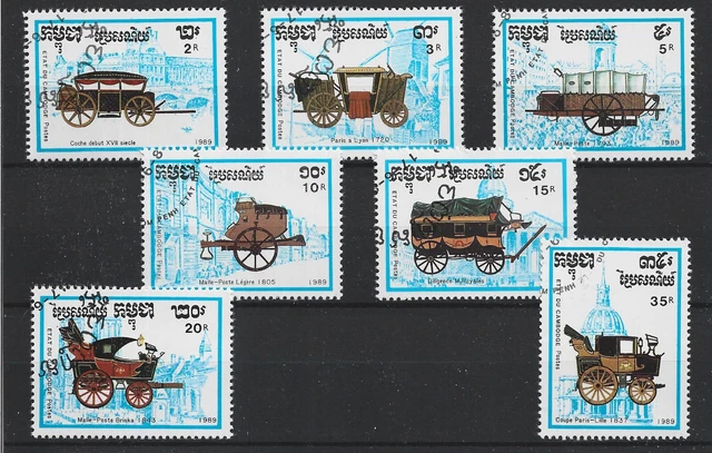 l645 KAMBODSCHA/ Kutschen MiNr 1067-73 o