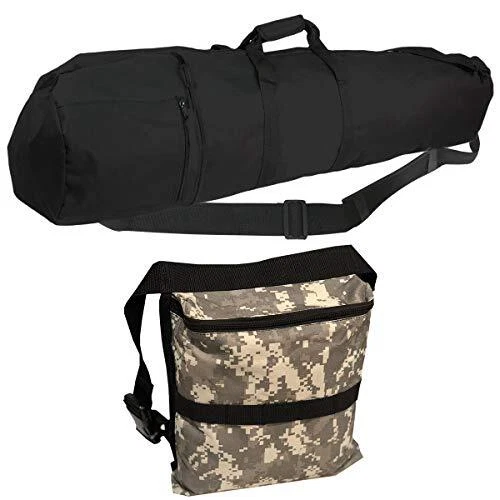 53 Heavy Duty XL 3 Zipper, 2 Pocket Metal Detector Bag with Camo Treasure Pouch