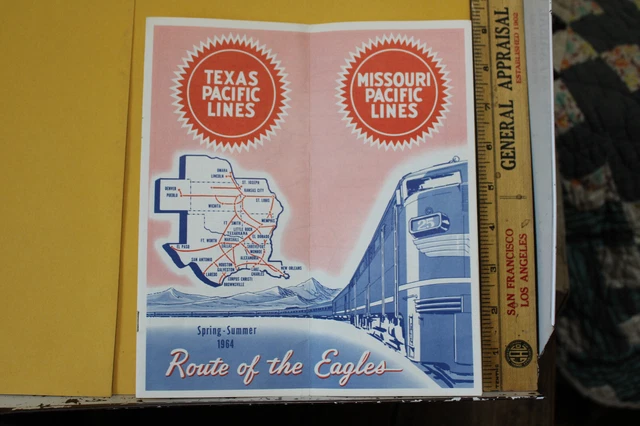 1964 Texas Pacific Lines Route of the Eagles Missouri Railroad Time Tables Rare