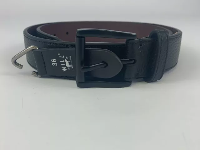 Will Leather Goods 100% Genuine Leather Belt Men's Sizes 32 - 40 Black Textured