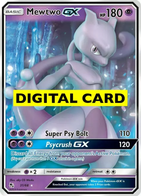 CARTE NUMÉRIQUE MEWTWO GX Pokemon TCG en ligne PTCGO FAST 31/68