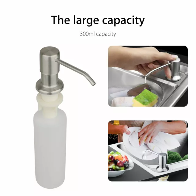 Stainless Steel Soap Dispenser Kitchen Sink Soap Hand Liquid Pump Bottle 300ml 3