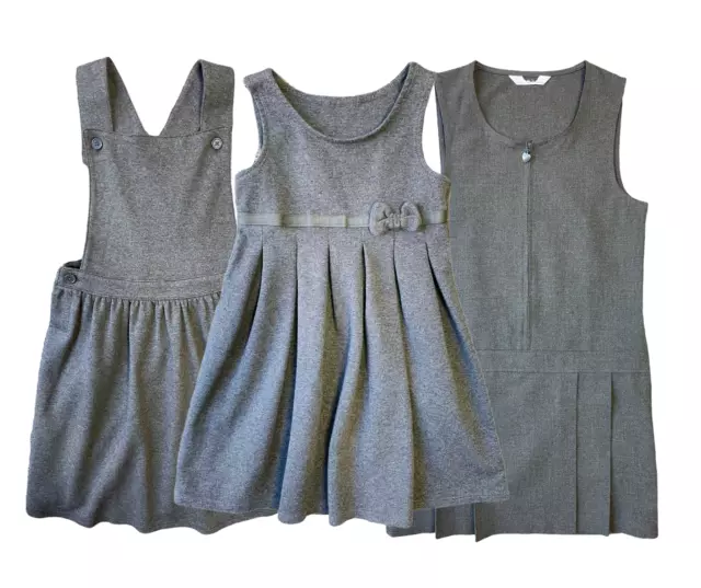 PINAFORE SCHOOL UNIFORM ex-High street Bran GIRLS SCHOOL DRESS GREY