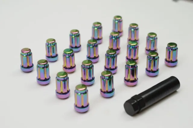 1320 Close end Steel lug nuts 12x1.25 Neo Chrome color 20pcs tuner style