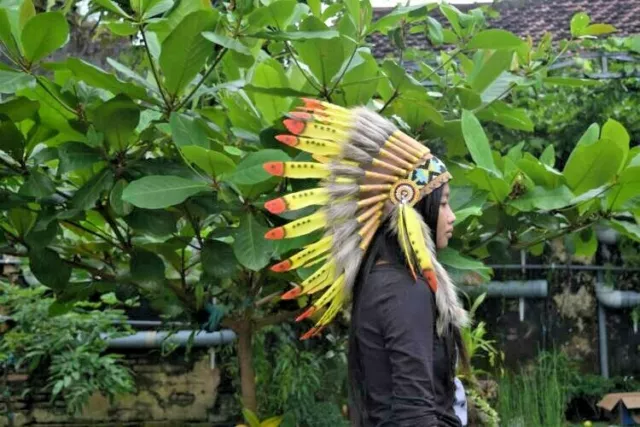 cheyenne war bonnet,Indian Headdress Hat Feather Yellow sioux indian war bonnet, 2