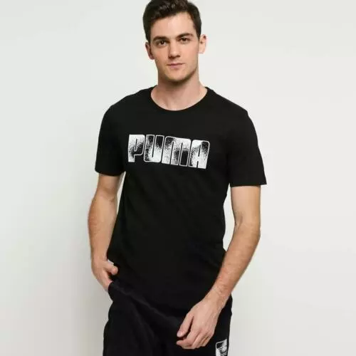 PUMA mens t shirt short sleeve crew neck tee graphic logo large black