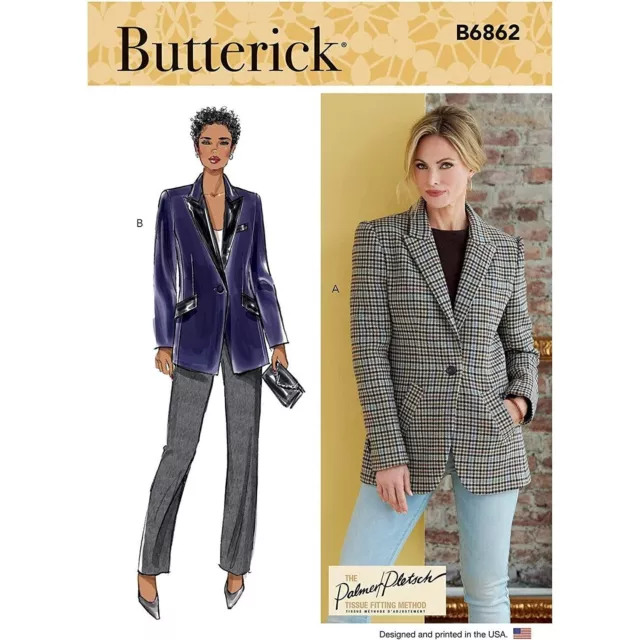 Butterick Sewing Pattern 6862 / 11125 Jacket Blazer Misses Size 16-24 UNCUT