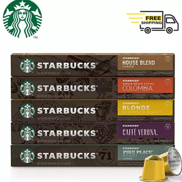 Starbucks by Nespresso Coffee Pods Variety Pack 60 Capsules-10 of Each Flavor AU