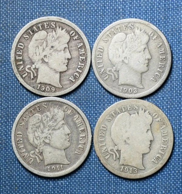 Usa Barber Dimes 1903-1913 Some Scarcer See Images (4)