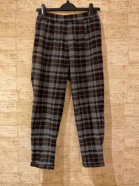 PULL BEAR Red Burgundy Tartan Trousers Size S Excellent