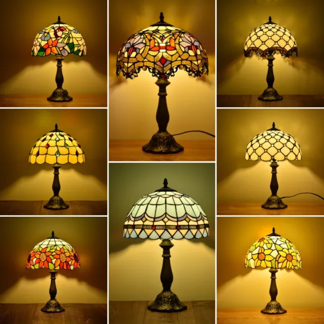 Dia12" H18" Tiffany Stained Glass Table Lamp Accent Lamp Desk Bedside Home Decor