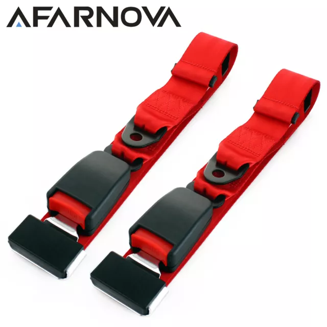 2X Fit Lnca 2 Point Harness Seat Strap Seat Belt Adjustable Red Universal