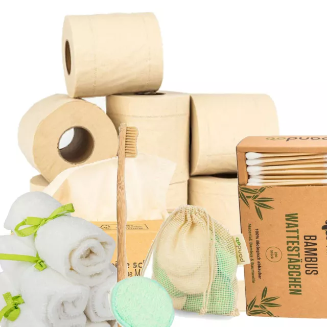 Bambus Taschentücher, Küchentücher, Abschminkpads, Zahnbürste, Wattestänchen