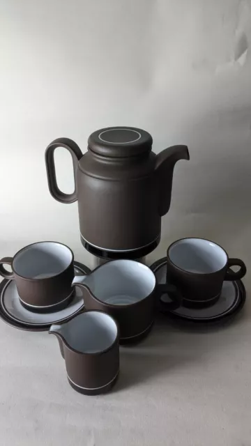 Hornsea Contrast Coffee Tea Pot Set Milk Cream Cups Saucers Teapot VGC Vintage
