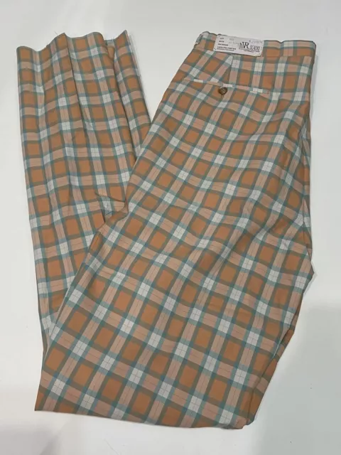 NEW Villa Roma Mens Custom Italy Plaid Resort Golfers Slacks Pants Size 36 Long