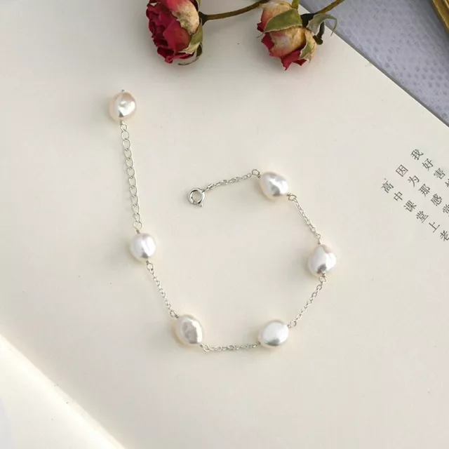 baroque freshwater pearl bracelet 925 sterling silver chain