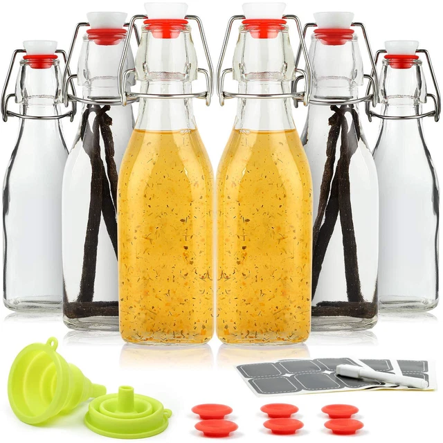 Set of 6-8.5oz Swing Top Glass Bottles - Flip Top Brewing Bottles For...