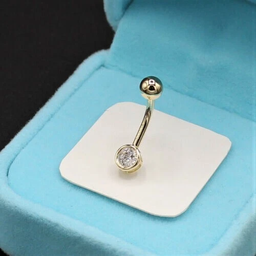 1Ct Round Cut Diamond 14K Yellow Gold Finish Navel Lab Created Belly Button Ring