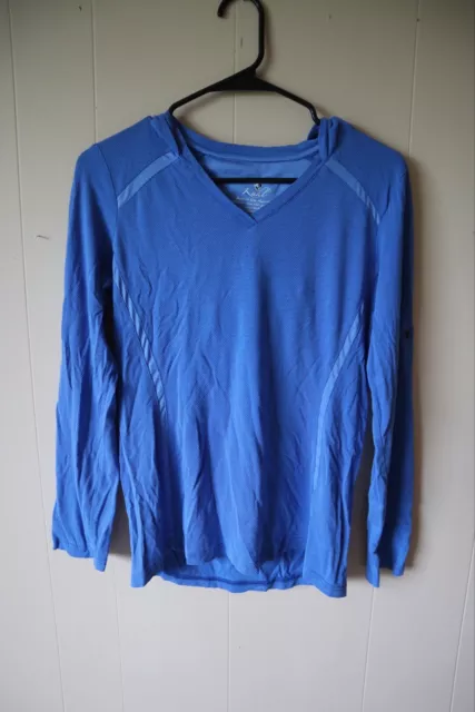 Kuhl Shirt Women's Small V-Neck Long Sleeve Shirt Blue Base Layer Athletic