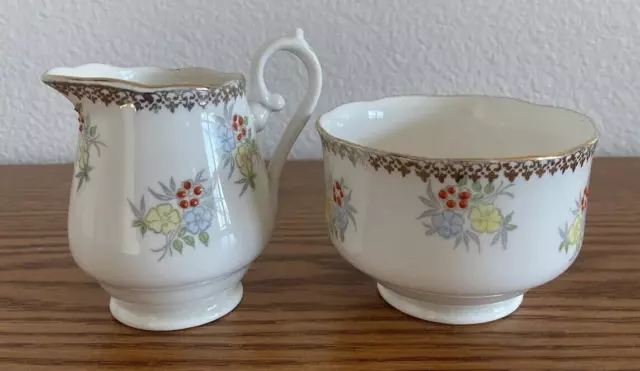 Vintage SALISBURY CROWN Open Sugar & Creamer Bone China Made in England