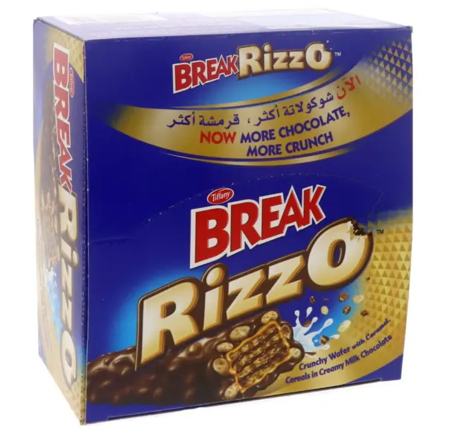 1 Boîte Tiffany Break Rizzo Crunchy Wafer With Caramel 24 pièces بريك...