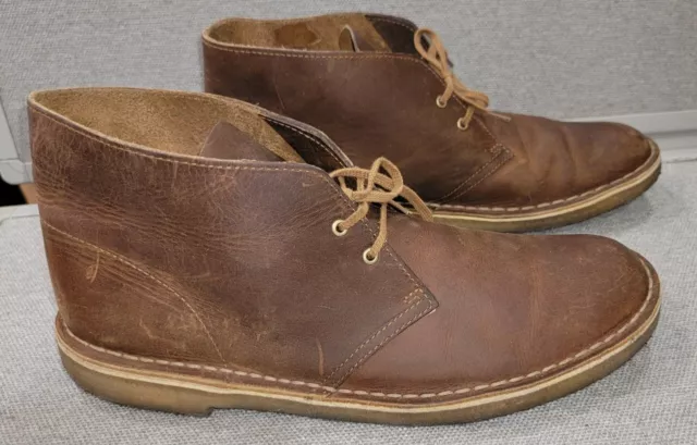 Clarks Mens  Original Desert Chukka Boots Brown Beeswax Leather  US  11 1/2