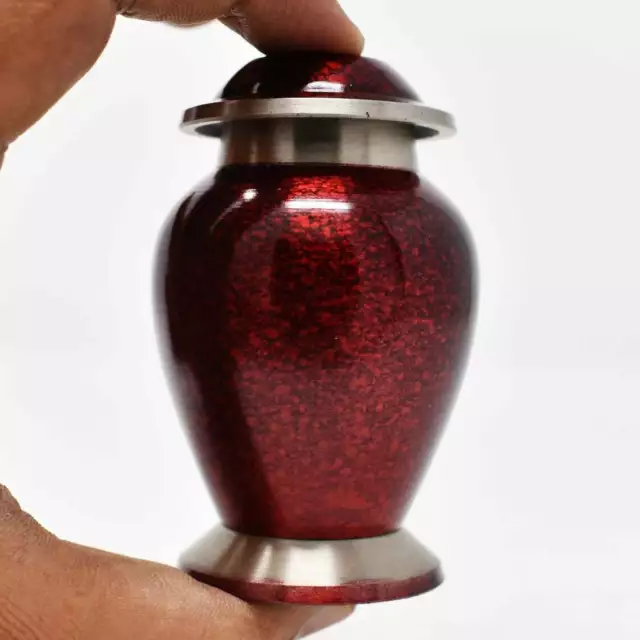 Red Brass Urn Small Cremation Urns for human Ashes Mini Keepsake pet Loved Urn 2
