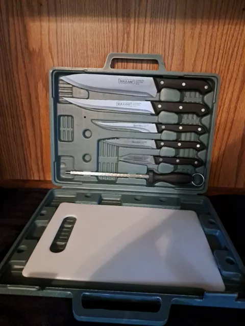 8pc KITCHEN KNIFE SET Chef Knives Stainless Steel Sharpener Cutting Board Kit