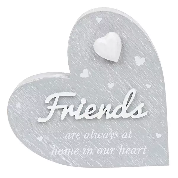 Joe Davies Cherished Hearts Freestanding Cool Grey Heart Plaque - Friends are Al