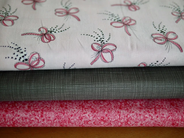 Miller Paquete de Tela Patchwork 3 X 25x110CM, Boudoir, Lazos Pink-Rosa-Grau