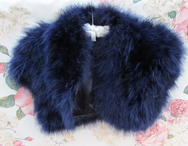 NAVY BLUE MARABOU FEATHER Fur BRIDAL Shrug Jacket S 8 10 John Lewis 95 29.99 PicClick UK