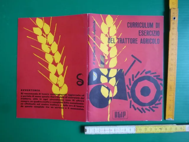 Libretto Curriculum di esercizio del trattore agricolo Pubblicità AGIP 1960