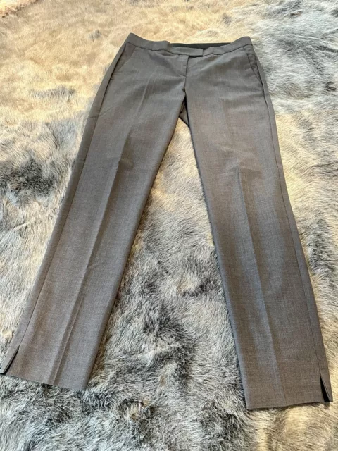 Theory Treeca Ankle Pants Grey Good Wool Slim Tapered Tailored Zip Size 6 3