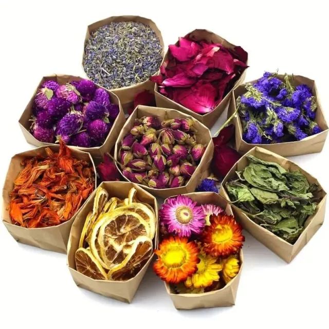 9 bolsas de flores secas orgánicas - perfectas para hacer jabón con velas bolsas de té para hornear y...
