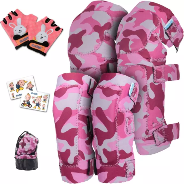 Soft Kids Knee and Elbow Pads with Bike Gloves Toddler Protective Gear Set