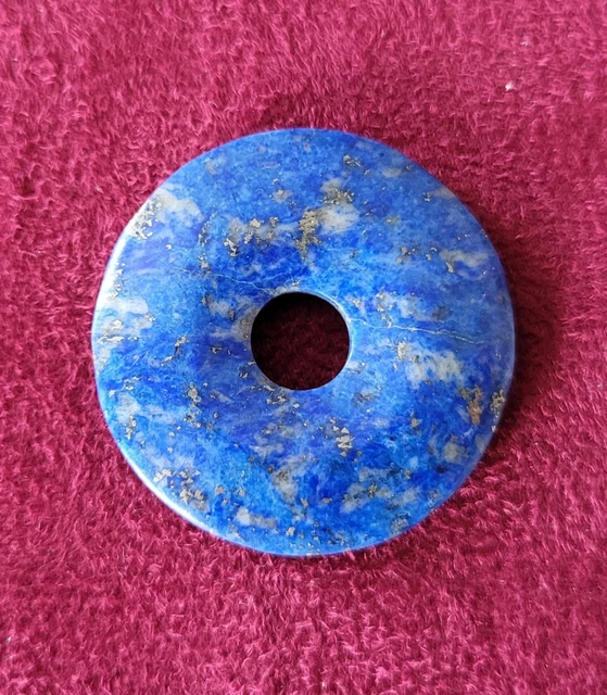 Pendentif Cercle En Pierre Lapis Lazuli - 37 Mm - Bleu Naturel - Occasion Parfait état