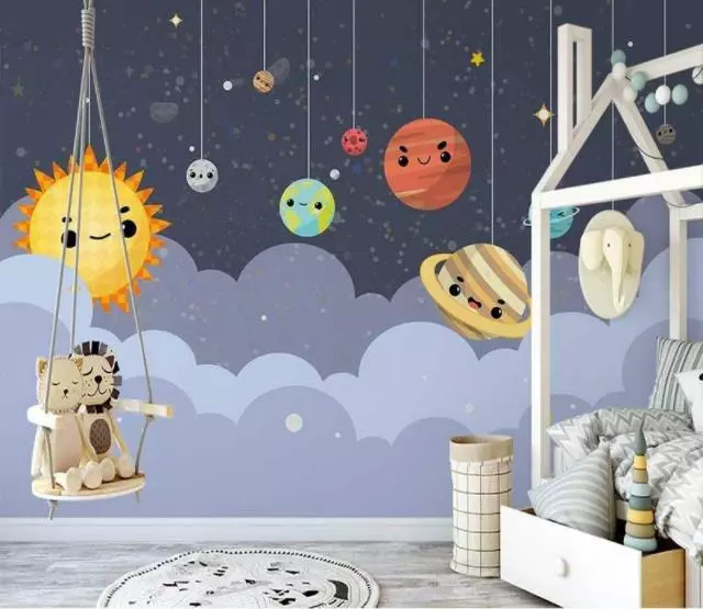 3D Funny Cartoon Planets D90 Wall Paper Wall Print Decal Deco Wall Mural CA Romy