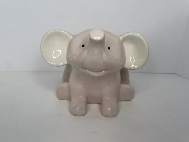 Pink Elephant Piggy Bank & Planter Ceramic Trunk Up MCM Vintage Kitschy