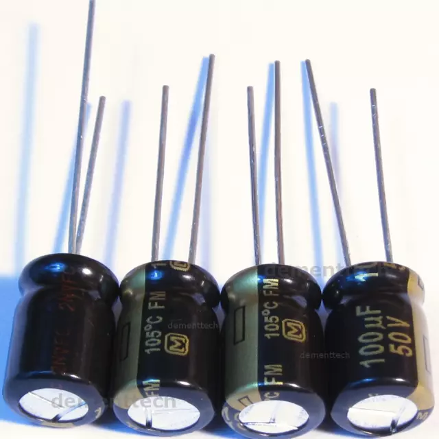 4x Panasonic FM 100uF 50V Low-ESR radial capacitors caps 105C 8mm 8x11.5
