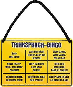 Blechschild lustiger Spruch ”Trinkspruch Bingo“ Deko Geschenkidee Mann Frau