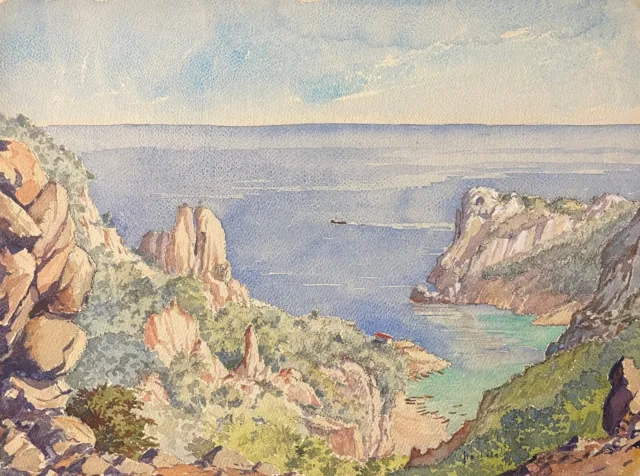Cove Of Sormiou Marseille Watercolour Towards 1938 Provence Park National France