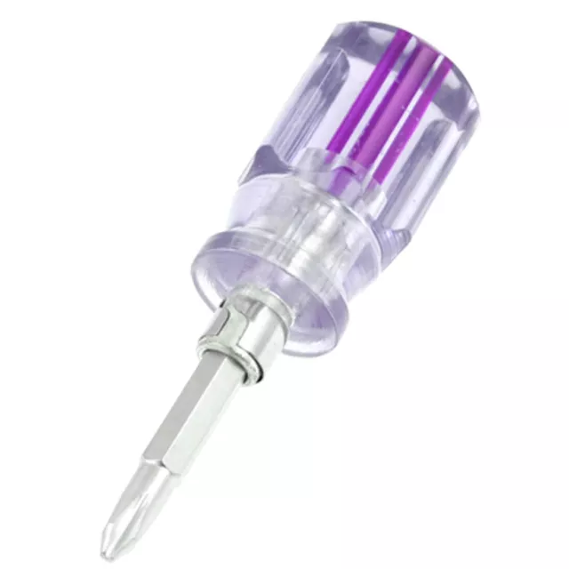 Purple Clear Plastic Handle Magnetic Slotted Phillips Screwdriver
