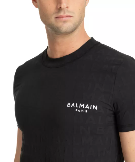 Balmain camiseta hombre BWM201290001 Black - White Nero manga corta polera 3