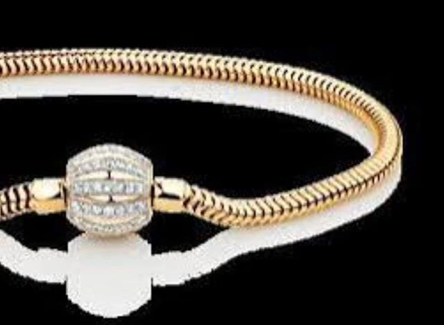 EMMA ROE 10K Gold Snake Chain Bracelet with diamond set clasp