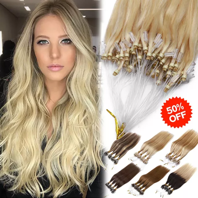 Micro Ring Loop Beads Dick 1G/S Real Remy Echthaar Extensions 200 Strähnen 100G