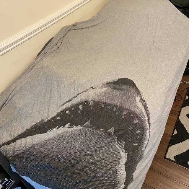 Pottery Barn Teen Shark Duvet Gray Black Cotton Jersey Twin Twin XL