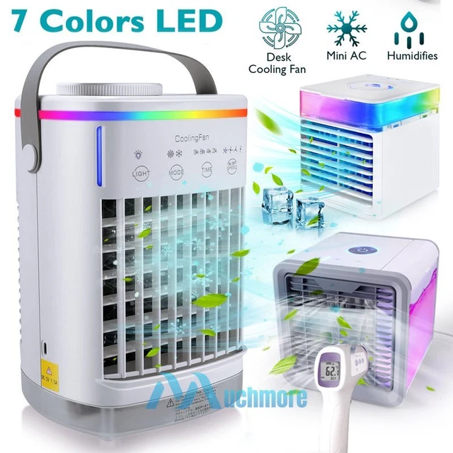 LED Air Cooler Fan Portable Mini AC Air Conditioner Personal Humidifier 4 Speeds