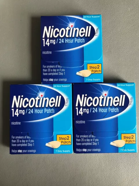 Nicotinell Nicotine Patch Step 2, 14 mg 24 hour 7 Patches x 3 Boxes